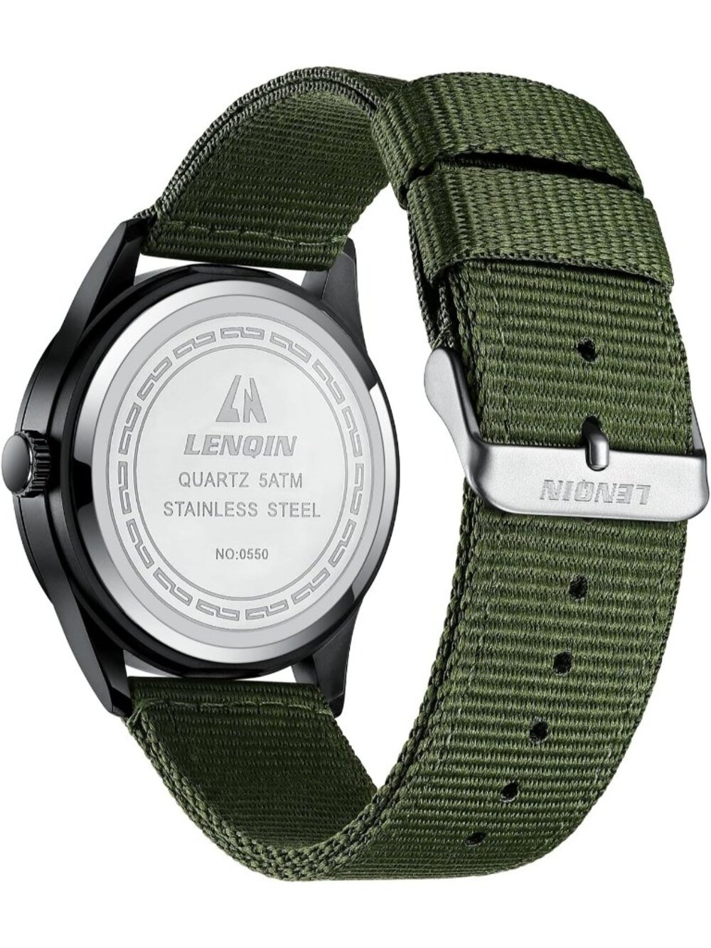 Men's Green Nylon Strap Stylish Luminous Unisex Military Tactical Casual Watch - Picture 2 of 6